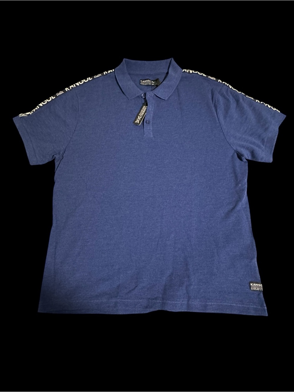 Kangol Men’s Dark Blue Polo with Branded Shoulder Tape medium